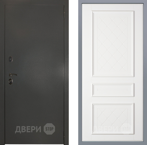Дверь Заводские двери Эталон 3к антик серебро Урбино Белый софт в Ивантеевке