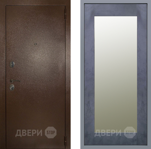 Дверь Заводские двери Эталон 3к антик медь Зеркало Модерн Бетон темный в Ивантеевке