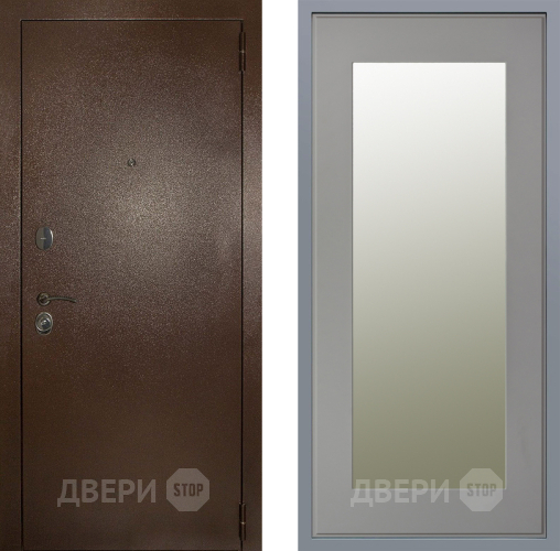 Дверь Заводские двери Эталон 3к антик медь Зеркало Модерн Грей софт в Ивантеевке