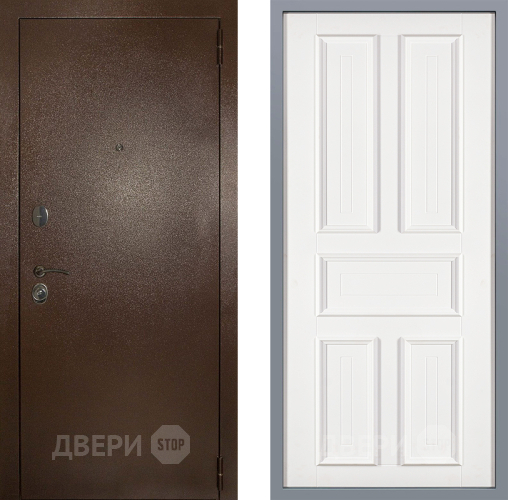 Дверь Заводские двери Эталон 3к антик медь Уругвай Белый софт в Ивантеевке