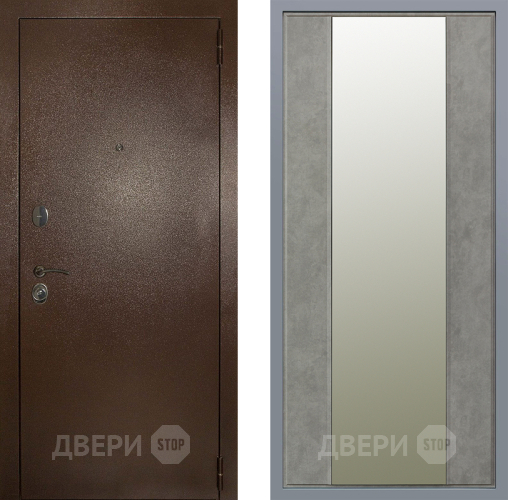Дверь Заводские двери Эталон 3к антик медь Зеркало Макси Бетон темный в Ивантеевке