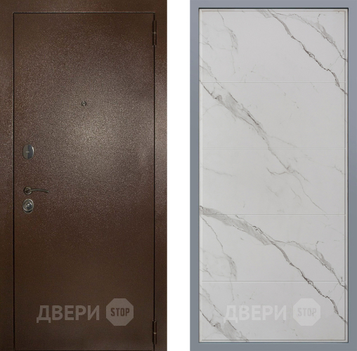 Дверь Заводские двери Эталон 3к антик медь Тривия Мрамор белый в Ивантеевке