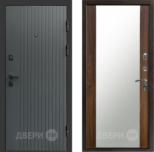 Входная металлическая Дверь Престиж Tvist Grey Зеркало Дуб в Ивантеевке