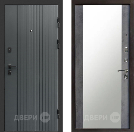 Входная металлическая Дверь Престиж Tvist Grey Зеркало Бетон темный в Ивантеевке