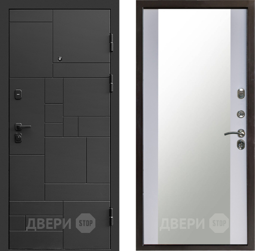 Входная металлическая Дверь Престиж Kvadro Зеркало Белый софт в Ивантеевке