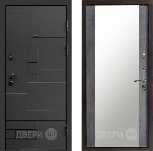 Дверь Престиж Kvadro Зеркало Бетон темный в Ивантеевке