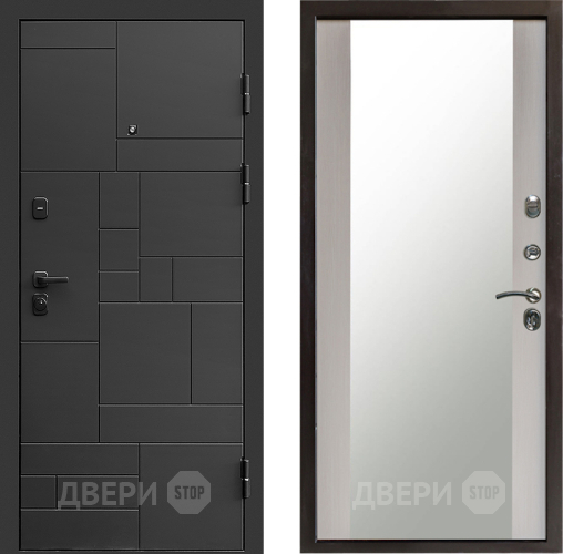 Входная металлическая Дверь Престиж Kvadro Зеркало Лиственница белая в Ивантеевке