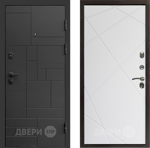 Входная металлическая Дверь Престиж Kvadro Лучи Бетон белый в Ивантеевке