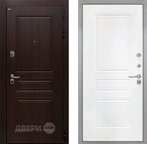 Входная металлическая Дверь Интекрон (INTECRON) Брайтон Тиковое Дерево ФЛ-243 Белый матовый в Ивантеевке