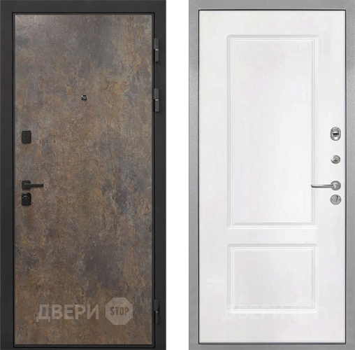 Входная металлическая Дверь Интекрон (INTECRON) Профит Black Гранж КВ-2 Белый матовый в Ивантеевке