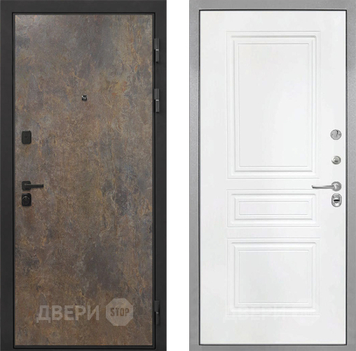 Входная металлическая Дверь Интекрон (INTECRON) Профит Black Гранж ФЛ-243 Белый матовый в Ивантеевке