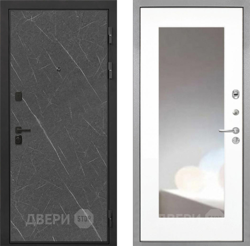 Входная металлическая Дверь Интекрон (INTECRON) Профит Black Гранит Лава Оникс ФЛЗ-120-М Зеркало Белый матовый в Ивантеевке