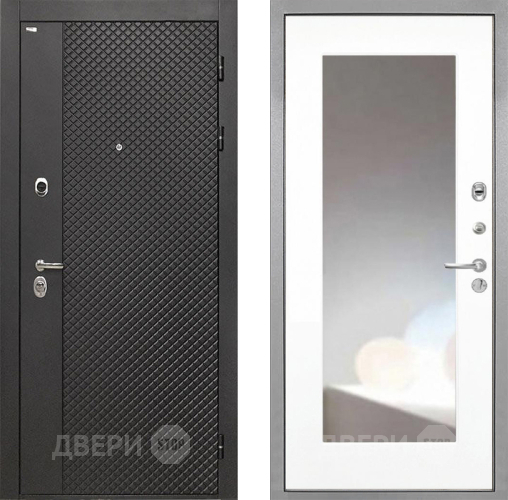Входная металлическая Дверь Интекрон (INTECRON) Олимпия Black 4К ФЛЗ-120-М Зеркало Белый матовый в Ивантеевке
