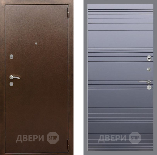 Дверь Рекс (REX) 1А Медный Антик Line Силк титан в Ивантеевке