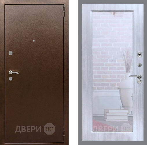Входная металлическая Дверь Рекс (REX) 1А Медный Антик Зеркало Пастораль Сандал белый в Ивантеевке