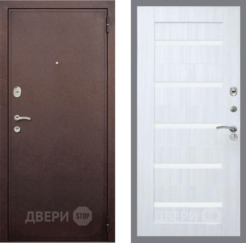 Входная металлическая Дверь Рекс (REX) 2 Медный Антик СБ-14 стекло белое Сандал белый в Ивантеевке