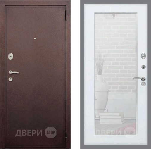 Дверь Рекс (REX) 2 Медный Антик Зеркало Пастораль Белый ясень в Ивантеевке