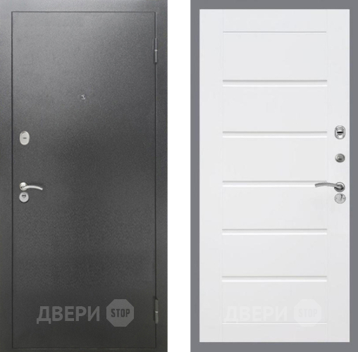 Входная металлическая Дверь Рекс (REX) 2А Серебро Антик Сити Белый ясень в Ивантеевке