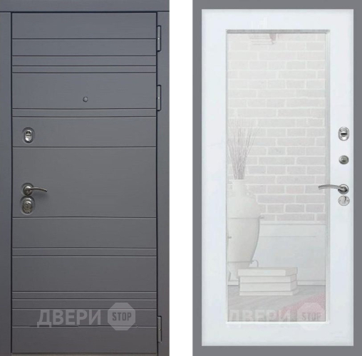 Дверь Рекс (REX) 14 силк титан Зеркало Пастораль Силк Сноу в Ивантеевке