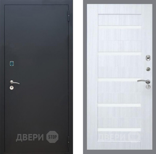 Входная металлическая Дверь Рекс (REX) 1A Черный Муар СБ-14 стекло белое Сандал белый в Ивантеевке