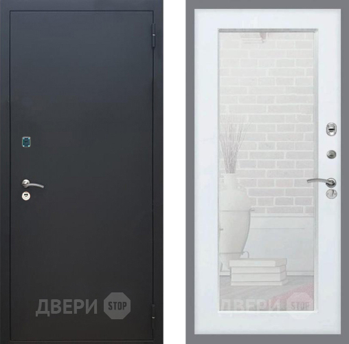 Входная металлическая Дверь Рекс (REX) 1A Черный Муар Зеркало Пастораль Белый ясень в Ивантеевке