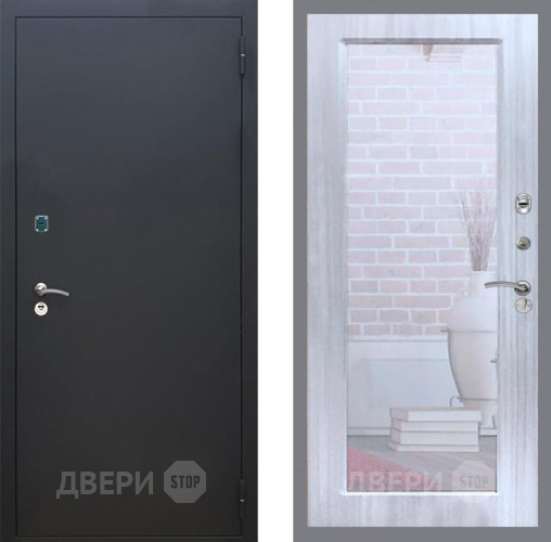 Входная металлическая Дверь Рекс (REX) 1A Черный Муар Зеркало Пастораль Сандал белый в Ивантеевке