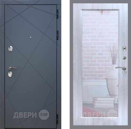 Входная металлическая Дверь Рекс (REX) 13 Силк Титан Зеркало Пастораль Сандал белый в Ивантеевке