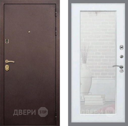 Входная металлическая Дверь Рекс (REX) Лайт 3К Зеркало Пастораль Белый ясень в Ивантеевке