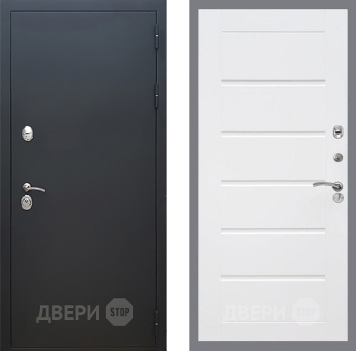 Входная металлическая Дверь Рекс (REX) 5 Черный Муар Сити Белый ясень в Ивантеевке