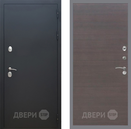 Входная металлическая Дверь Рекс (REX) 5 Черный Муар GL венге поперечный в Ивантеевке