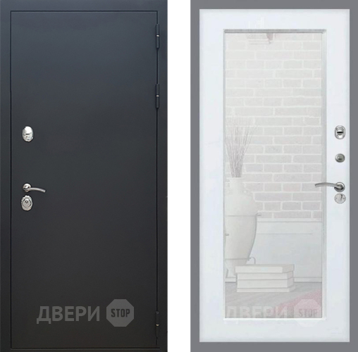 Дверь Рекс (REX) 5 Черный Муар Зеркало Пастораль Белый ясень в Ивантеевке