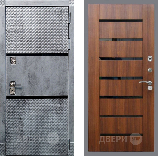 Входная металлическая Дверь Рекс (REX) 15 Бетон Темный СБ-14 стекло черное Орех бренди в Ивантеевке