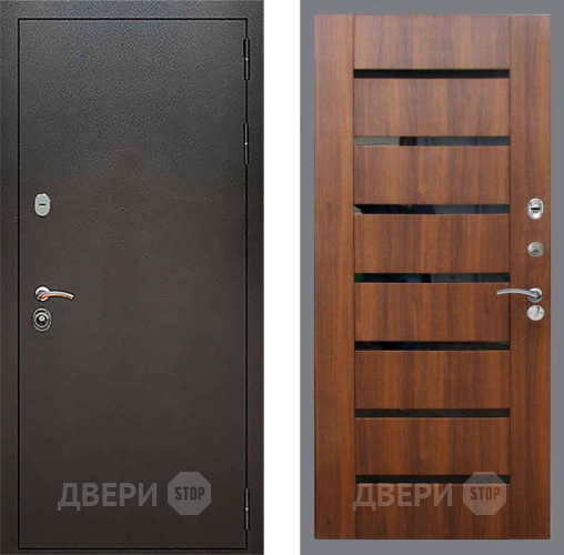 Входная металлическая Дверь Рекс (REX) 5 Серебро Антик СБ-14 стекло черное Орех бренди в Ивантеевке