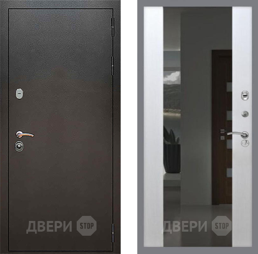Входная металлическая Дверь Рекс (REX) 5 Серебро Антик СБ-16 с Зеркалом Лиственница беж в Ивантеевке