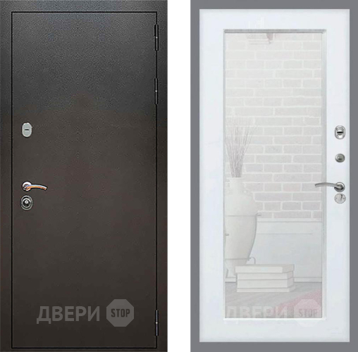 Входная металлическая Дверь Рекс (REX) 5 Серебро Антик Зеркало Пастораль Белый ясень в Ивантеевке