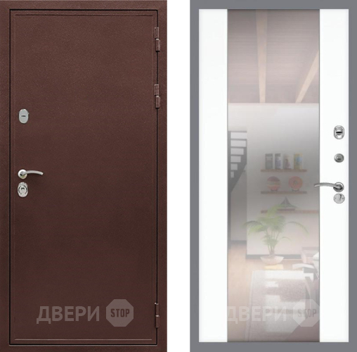 Дверь Рекс (REX) 5 металл 3 мм СБ-16 Зеркало Силк Сноу в Ивантеевке
