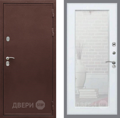 Дверь Рекс (REX) 5 металл 3 мм Зеркало Пастораль Силк Сноу в Ивантеевке